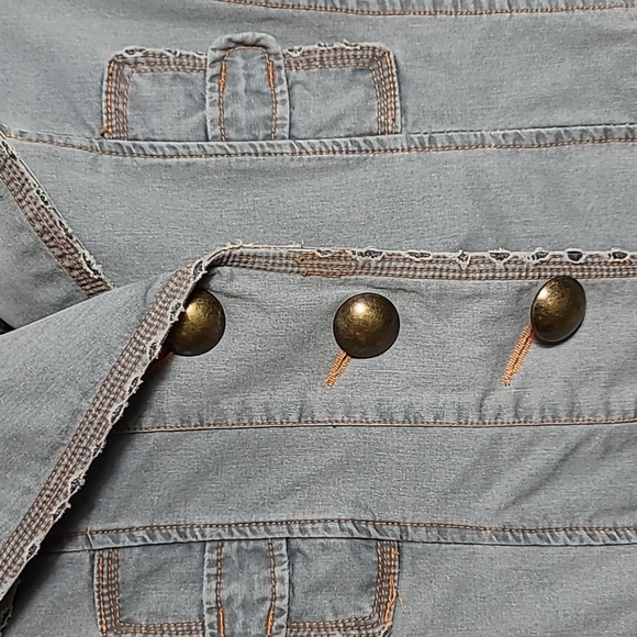 PAPARAZZI Vintage Mid Length 100% Cotton Distressed Jacket w/ Buttons Size Small - Picture 6 of 16